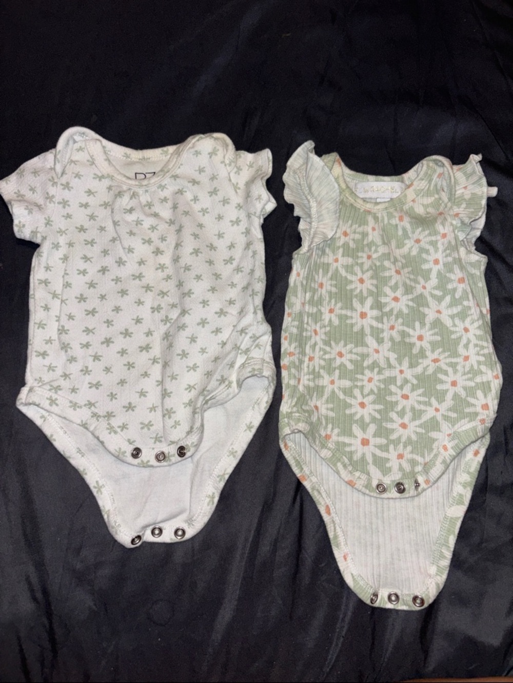 Rachel Zoe Girls' Green Floral One-Piece Bodysuits - 2-Pack